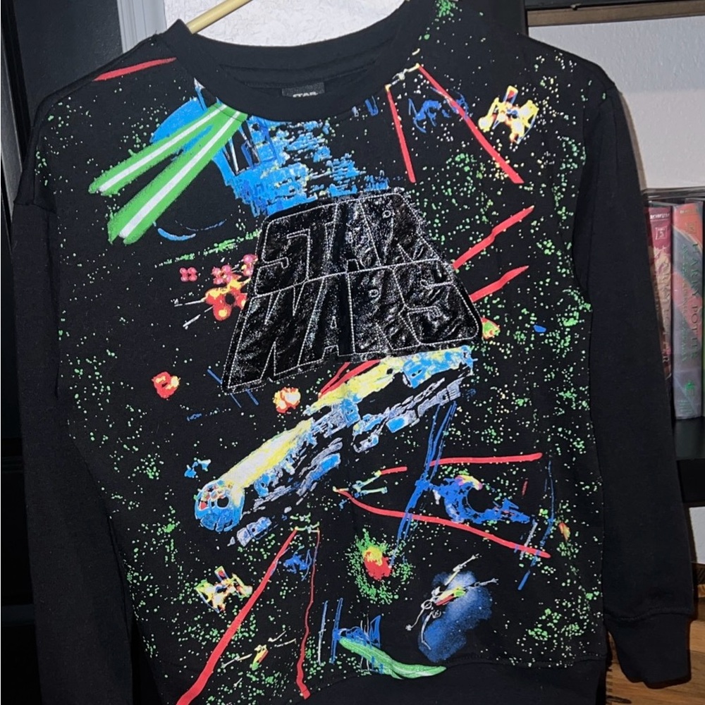 Star Wars official womens size XS, Galaxy Graphic cotton blend, Black Color